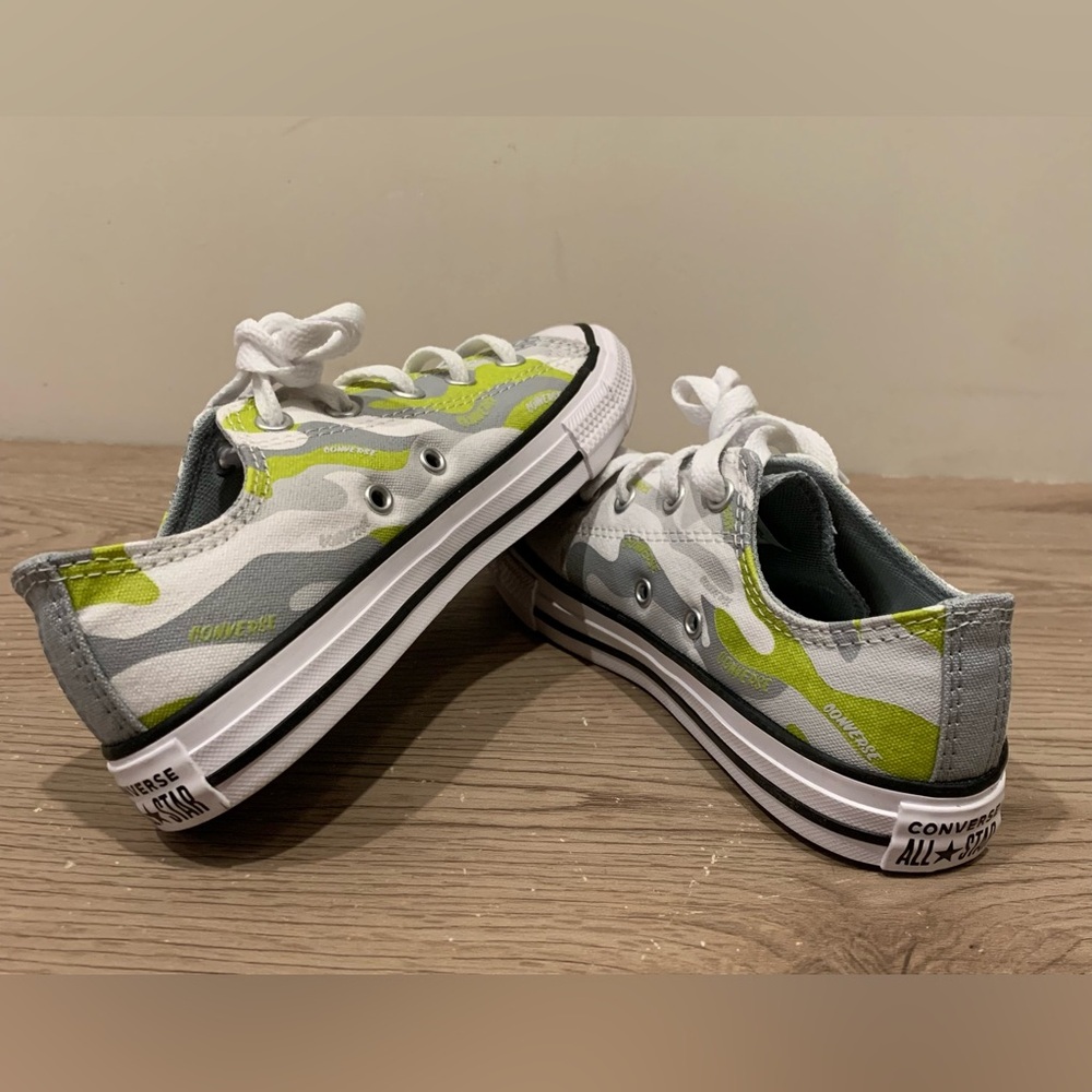 Converse All Star Youth Lime Green and Gray Camouflage